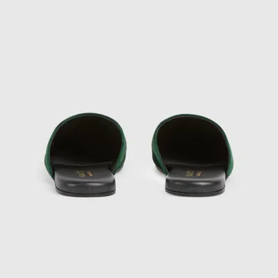 Gucci Suede Leather Sabot With Horsebit In Green