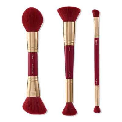 Spectrum Very Cherry 3 Piece Dual Ended Face Brush Set In Red
