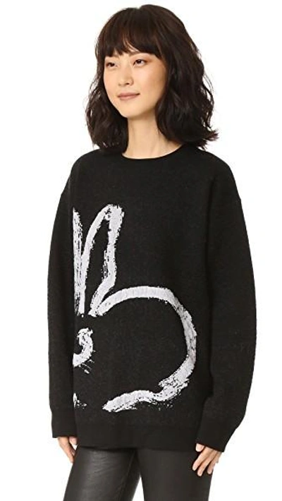 Shop Grey Jason Wu Bunny Sweater In Black/light Grey