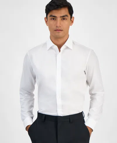 Hugo Boss Slim-fit Shirt In Italian-made Performance-stretch Jersey In White