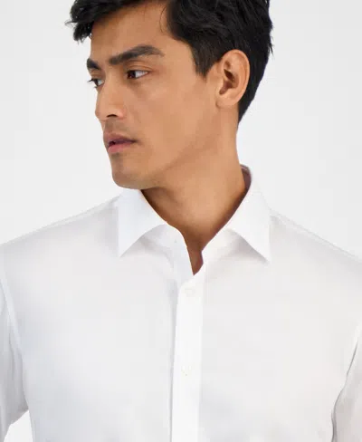 Hugo Boss Slim-fit Shirt In Italian-made Performance-stretch Jersey In White