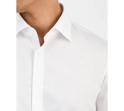 Hugo Boss Slim-fit Shirt In Italian-made Performance-stretch Jersey In White