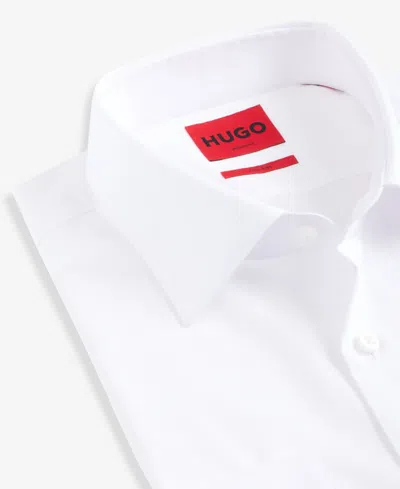 Hugo Boss Slim-fit Shirt In Italian-made Performance-stretch Jersey In White