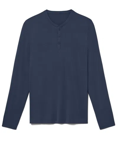 Tommy John Men's Second Skin Long-sleeve Henley T-shirt In Blue