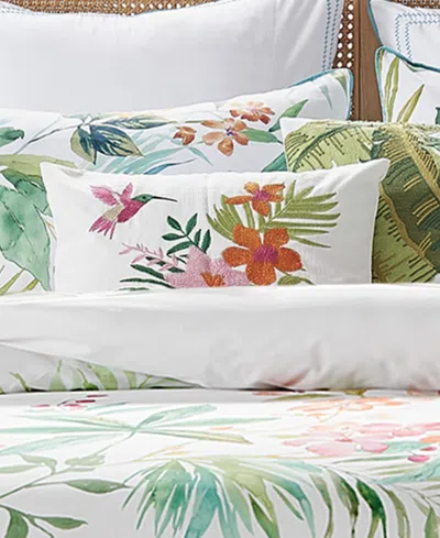 Levtex Hummingbird Grove Crewel Stitch Floral Decorative Pillow, 14" X 18" In White