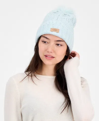 Ugg Cable Knit Pom Beanie In Blue