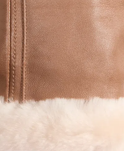Ugg Sheepskin-cuff Leather Gloves In Brown