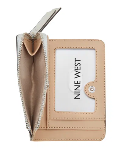 Nine West Cramer Zip Around Card Case In Silver
