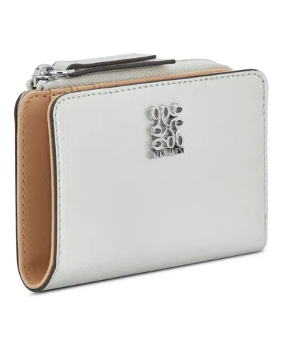 Nine West Cramer Zip Around Card Case In Silver