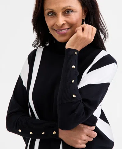 Jm Collection Women's Poncho Turtleneck Sweater, Regular & Petite, Created For Macy's In Black