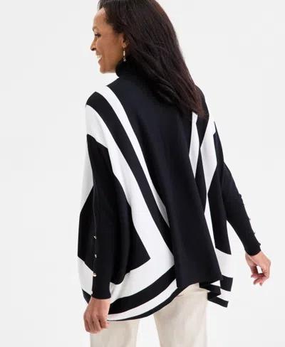 Jm Collection Women's Poncho Turtleneck Sweater, Regular & Petite, Created For Macy's In Black