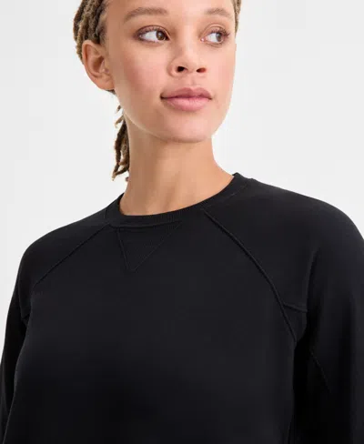 Id Ideology Women's Crewneck Raglan-sleeve Sweatshirt, Macy's Exclusive In Black