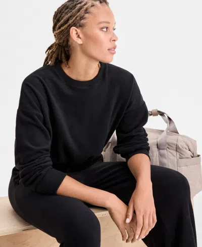 Id Ideology Women's Butter Fleece Cropped Sweatshirt, Macy's Exclusive In Black