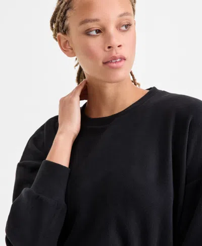 Id Ideology Women's Butter Fleece Cropped Sweatshirt, Macy's Exclusive In Black