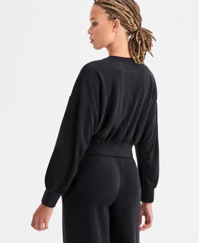 Id Ideology Women's Butter Fleece Cropped Sweatshirt, Macy's Exclusive In Black