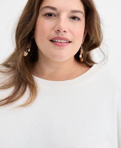 On 34th Trendy Plus Size Oversized-bow Embellished Sweater, Macy's Exclusive In White