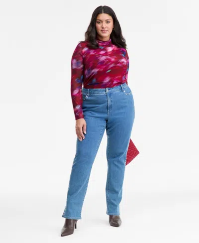 Inc International Concepts Plus Size Mock-turtleneck Top, Macys' Exclusive In Multi