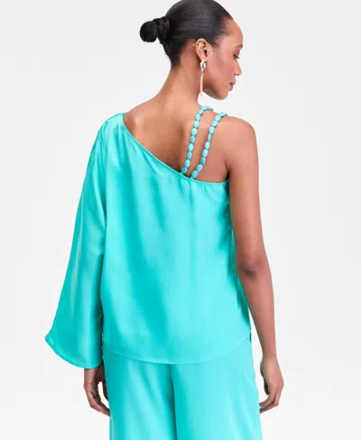 Inc International Concepts Women's Asymmetric Beaded-strap Top, Exclusively At Macy's In Blue