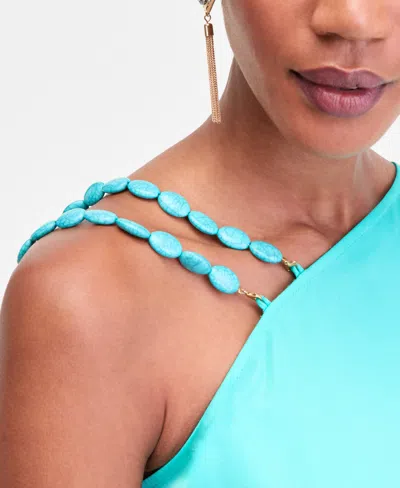 Inc International Concepts Women's Asymmetric Beaded-strap Top, Exclusively At Macy's In Blue