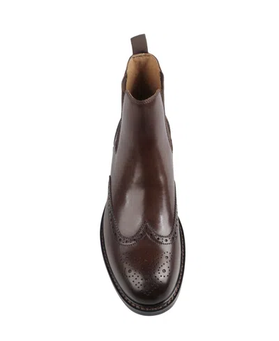 Bar Iii Men's Hughgo Leather Pull-on Block Heel Boots, Macy's Exclusive In Brown