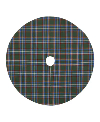 Elrene Stowe Tartan Plaid Cotton Christmas Tree Round Skirt, 48" In Green