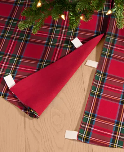 Elrene Stowe Tartan Plaid Cotton Christmas Tree Round Skirt, 48" In Red