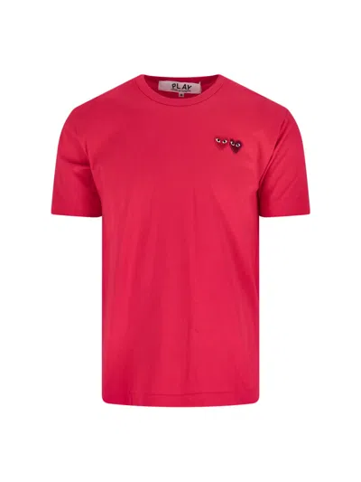 Comme Des Garçons Play Logo T-shirt In Pink