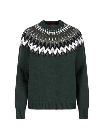 Gucci Wool Sweater With Rhinestones In Green