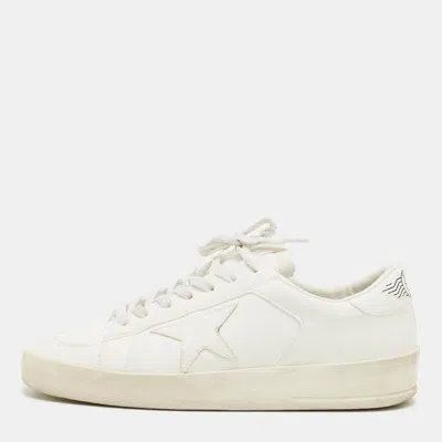Pre-owned Golden Goose White Leather Stardan Lace Up Sneakers Size 40