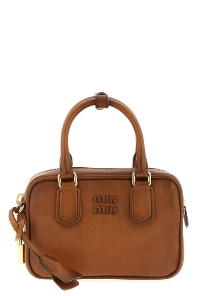 Miu Miu Arcadie Vitello Antic Bag In Brown