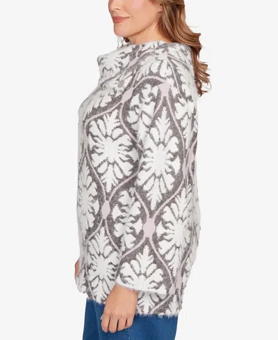 Ruby Rd. Plus Size Medallion Jacquard Sweater Knit Top In Multi