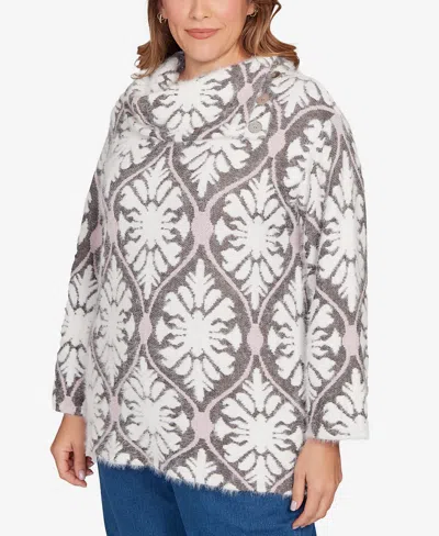 Ruby Rd. Plus Size Medallion Jacquard Sweater Knit Top In Multi