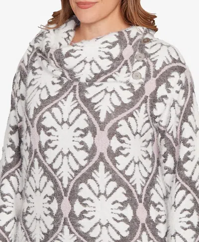 Ruby Rd. Plus Size Medallion Jacquard Sweater Knit Top In Multi
