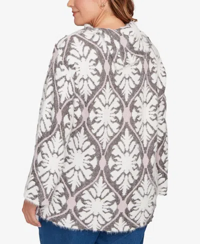 Ruby Rd. Plus Size Medallion Jacquard Sweater Knit Top In Multi