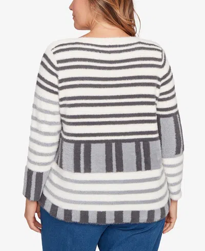 Ruby Rd. Plus Size Striped Feather Eyelash Sweater In Multi