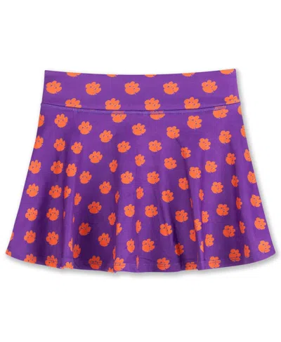Zoozatz Big Girls Purple Clemson Tigers All-over Print Tennis Skort In Purple