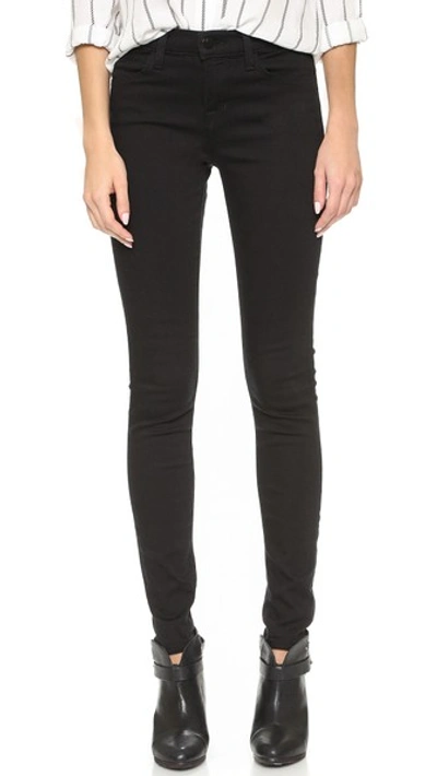 J Brand Ladies Black Luxurious Skinny Mid-rise Jeans In Seriously Black