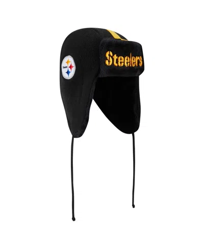 New Era Men's Black Pittsburgh Steelers Helmet Head Trapper Knit Hat In Black
