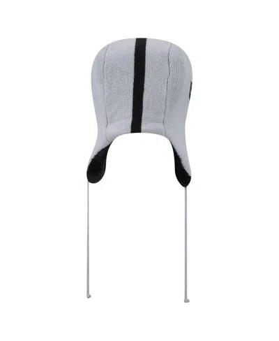 New Era Men's Silver Las Vegas Raiders Helmet Head Trapper Knit Hat In Black