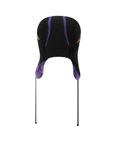 New Era Men's Black Baltimore Ravens Helmet Head Trapper Knit Hat In Purple