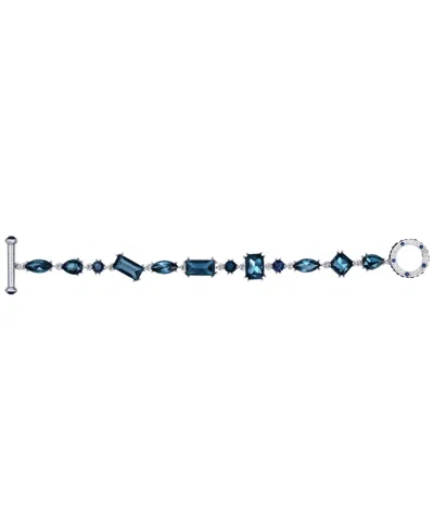 Guess Epoxy Glass Stone Silver And Gold-tone Toggle Bracelet In Metallic