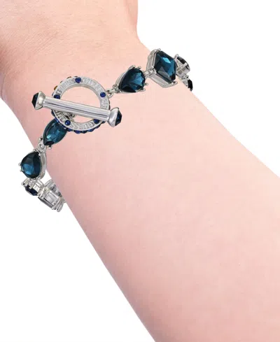 Guess Epoxy Glass Stone Silver And Gold-tone Toggle Bracelet In Metallic