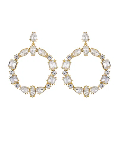 Guess Epoxy Glass Stone Silver And Gold-tone Door Knocker Earrings In Gold