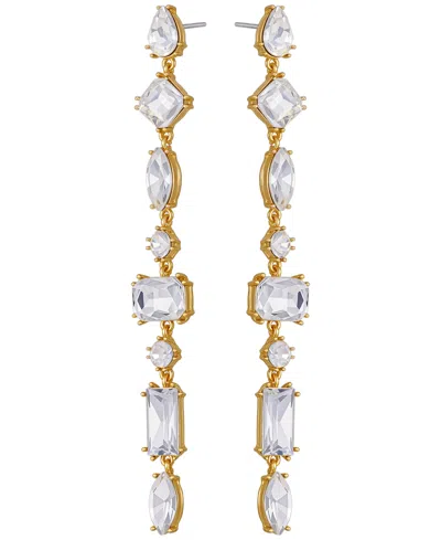 Guess Epoxy Glass Stone Silver And Gold-tone Drop Earrings In Gold