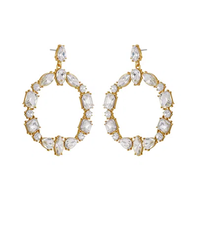 Guess Epoxy Glass Stone Silver And Gold-tone Door Knocker Earrings In Gold