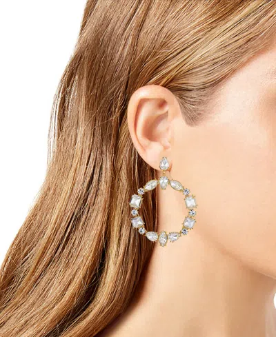 Guess Epoxy Glass Stone Silver And Gold-tone Door Knocker Earrings In Gold