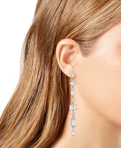 Guess Epoxy Glass Stone Silver And Gold-tone Drop Earrings In Gold