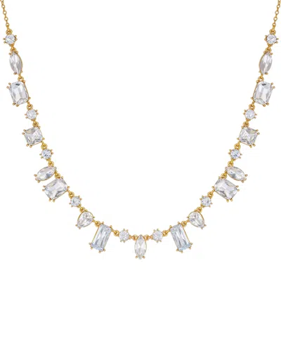 Guess Epoxy Glass And Silver Stone Silver-tone Statement Necklaces In Gold