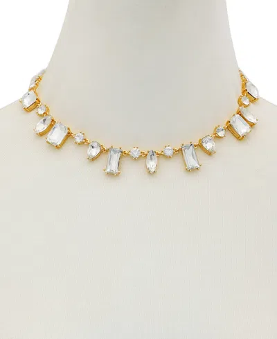 Guess Epoxy Glass And Silver Stone Silver-tone Statement Necklaces In Gold