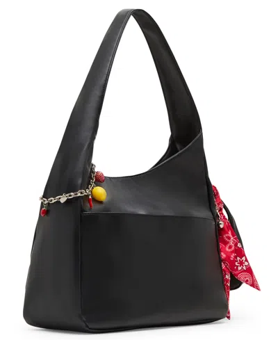 Madden Girl Medium Leather Hobo Bag In Black